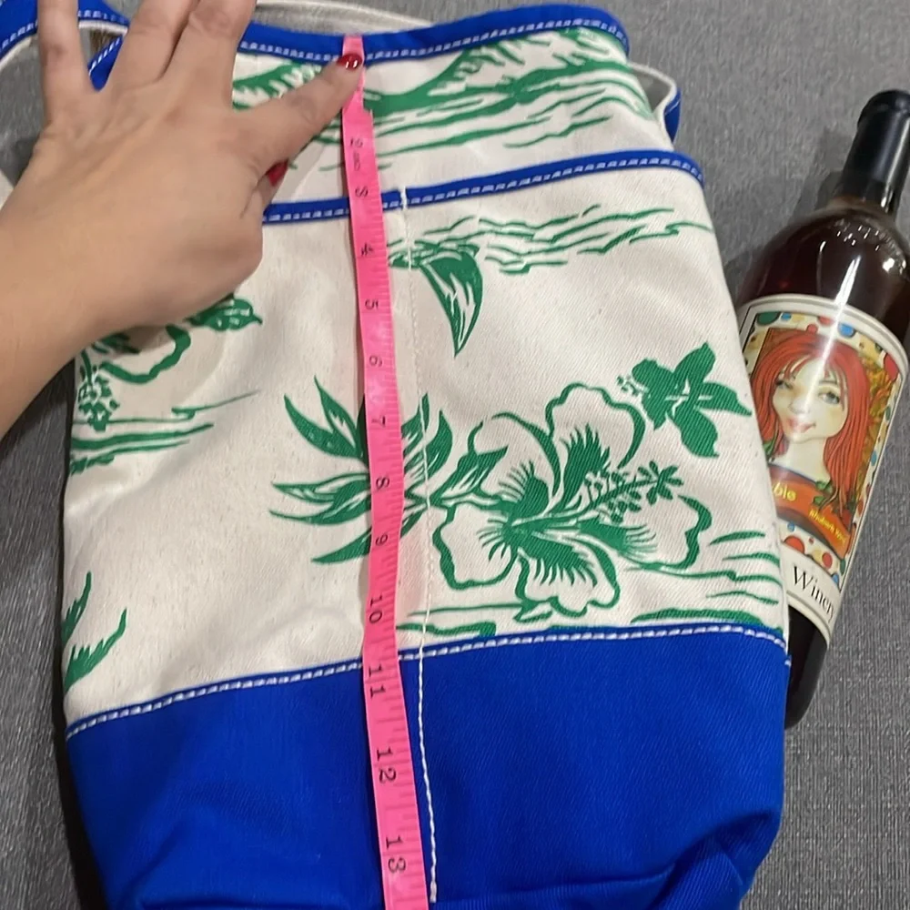 COPY - Lands End Beige Green Blue Tropical 2 wine Bottle Holder Bag